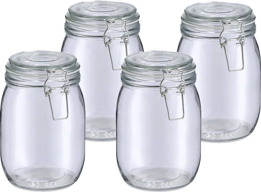 Zeller Weckpot inmaakpot Alfie 4x 1L glas beugelsluiting D11 x H17 cm