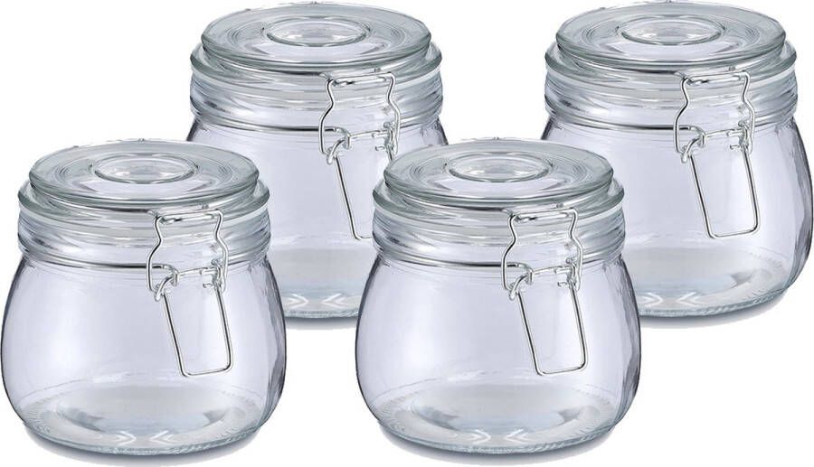Zeller Weckpot inmaakpot Alfie 4x 500 ml glas beugelsluiting D11 x H11 cm