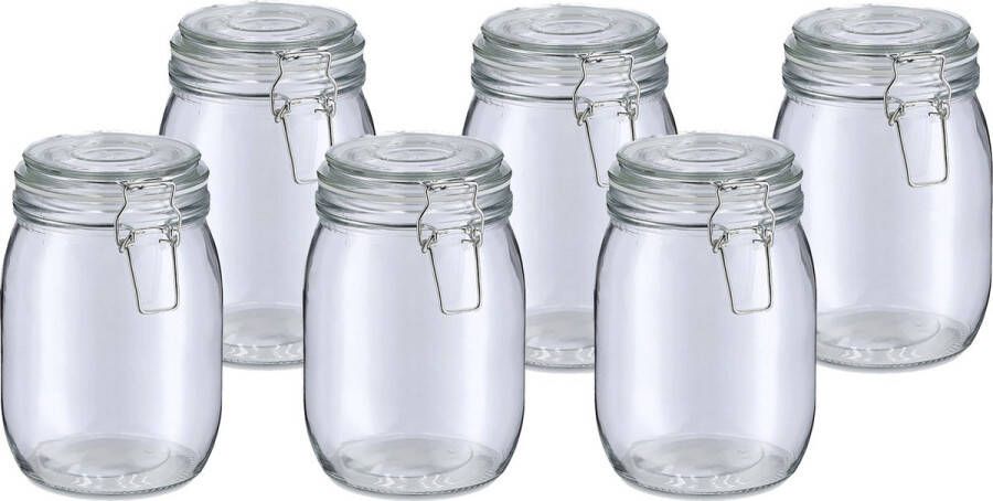 Zeller Weckpot inmaakpot Alfie 6x 1L glas beugelsluiting D11 x H17 cm