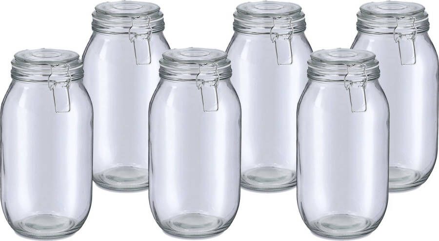 Zeller Weckpot inmaakpot Alfie 6x 2L glas beugelsluiting D13 x H26 cm