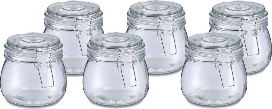 Zeller Weckpot inmaakpot Alfie 6x 500 ml glas beugelsluiting D11 x H11 cm