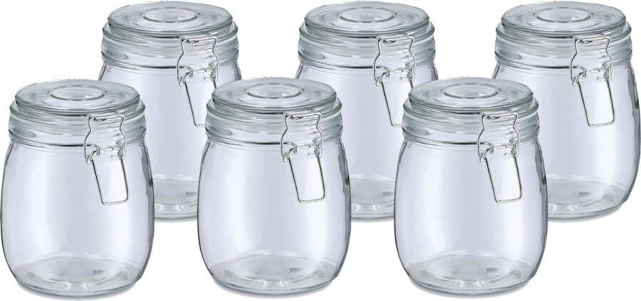 Zeller Weckpot inmaakpot Alfie 6x 750 ml glas beugelsluiting D11 x H14 cm