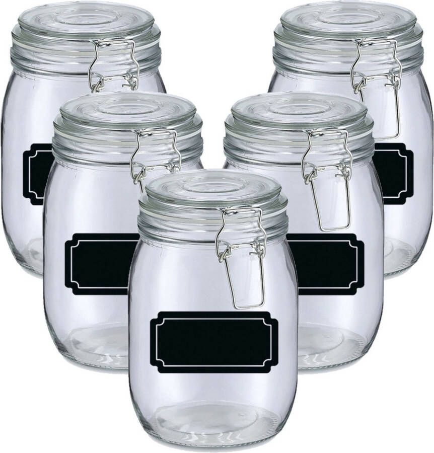 Zeller Weckpotten inmaakpotten 10x 1L glas met beugelsluiting incl. etiketten