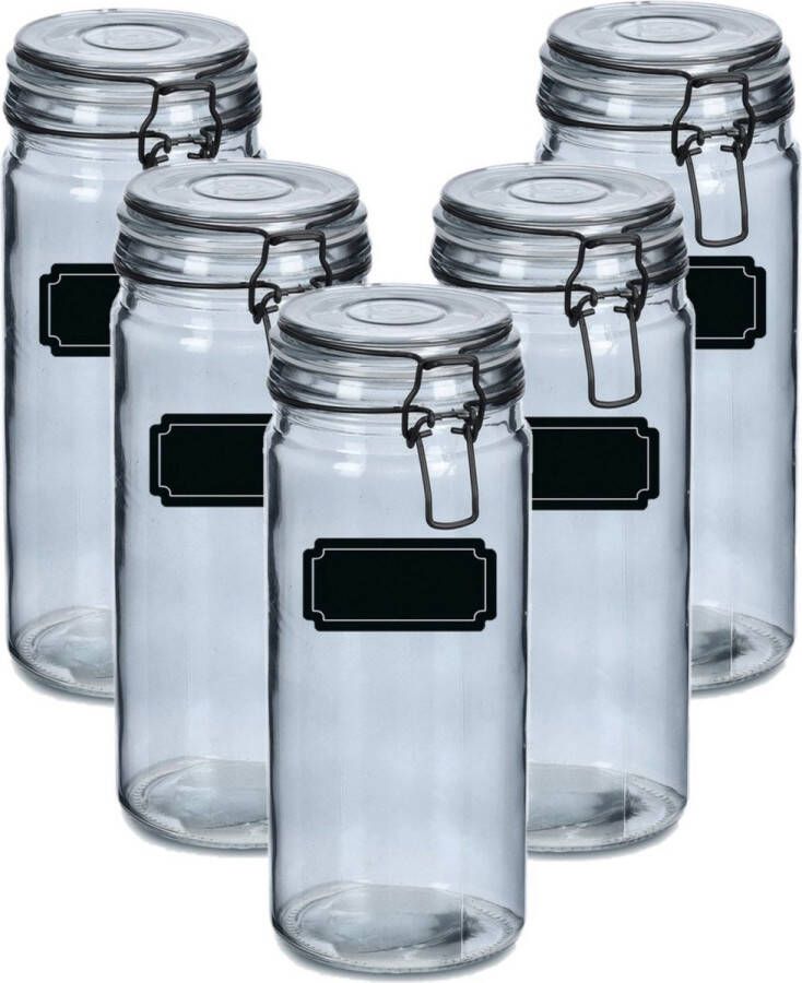 Zeller Weckpotten inmaakpotten 10x 1L glas met beugelsluiting incl. etiketten Weckpotten