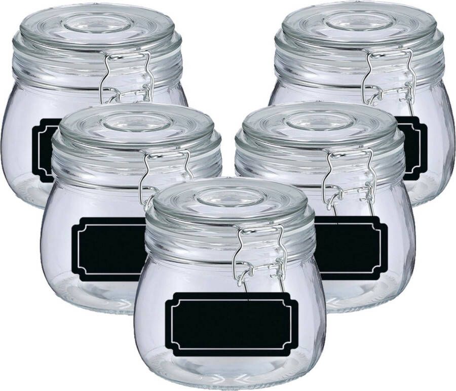 Zeller Weckpotten inmaakpotten 10x 500 ml glas met beugelsluiting incl. etiketten Weckpotten