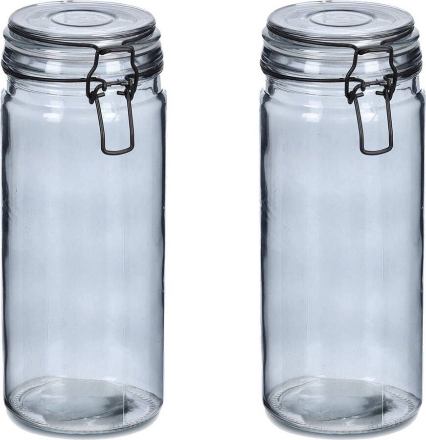 Zeller Weckpotten inmaakpotten 2x 1L glas met beugelsluiting D10 x H20 cm Weckpotten