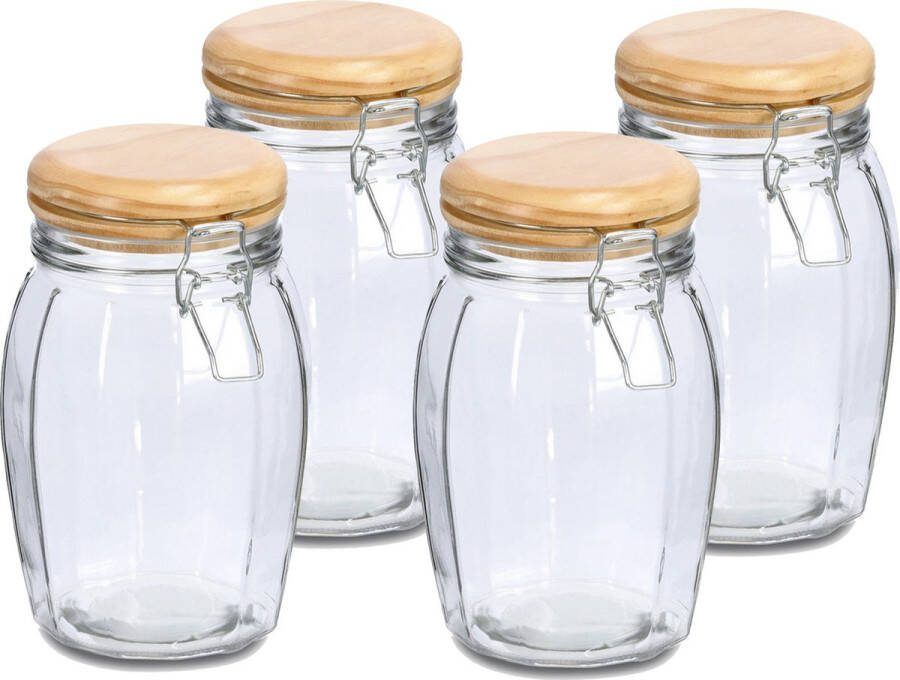 Zeller Weckpotten inmaakpotten 4x 1.2L glas met beugelsluiting D12 x H19 cm