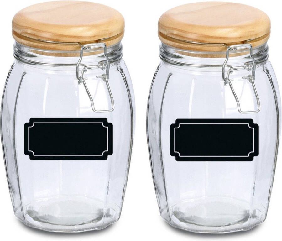 Zeller Weckpotten inmaakpotten 4x 1.2L glas met beugelsluiting incl. etiketten Weckpotten