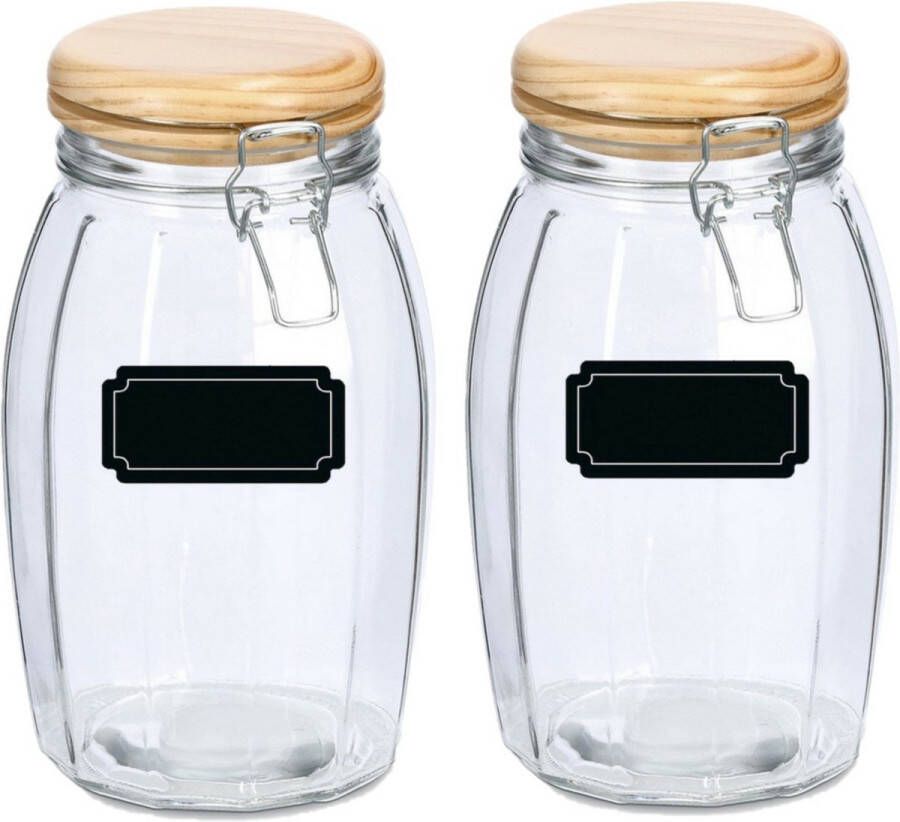 Zeller Weckpotten inmaakpotten 4x 1.85L glas met beugelsluiting incl. etiketten Weckpotten