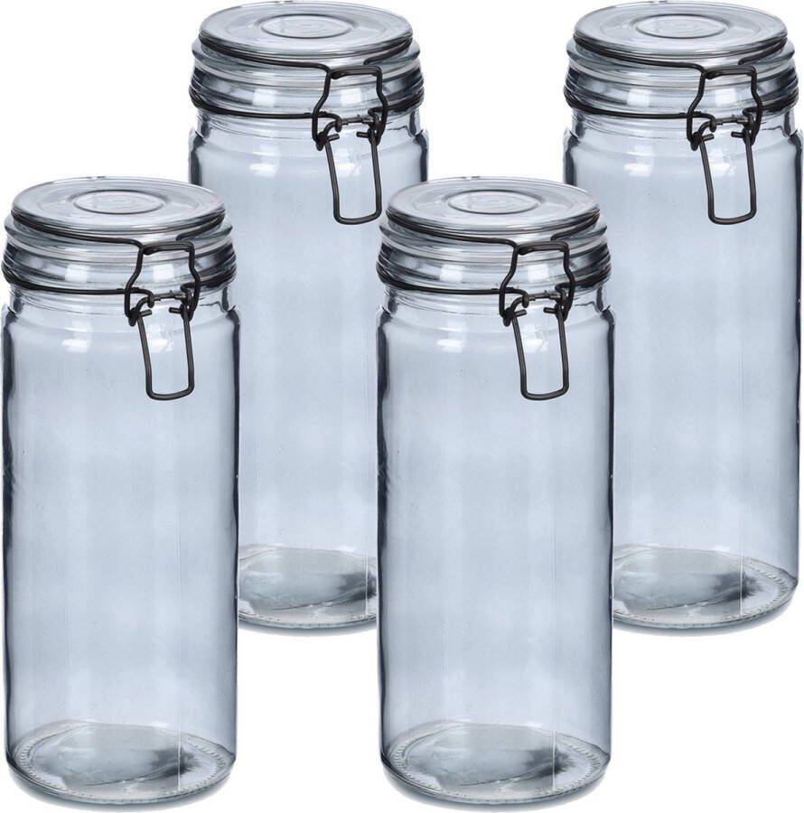 Zeller Weckpotten inmaakpotten 4x 1L glas met beugelsluiting D10 x H20 cm