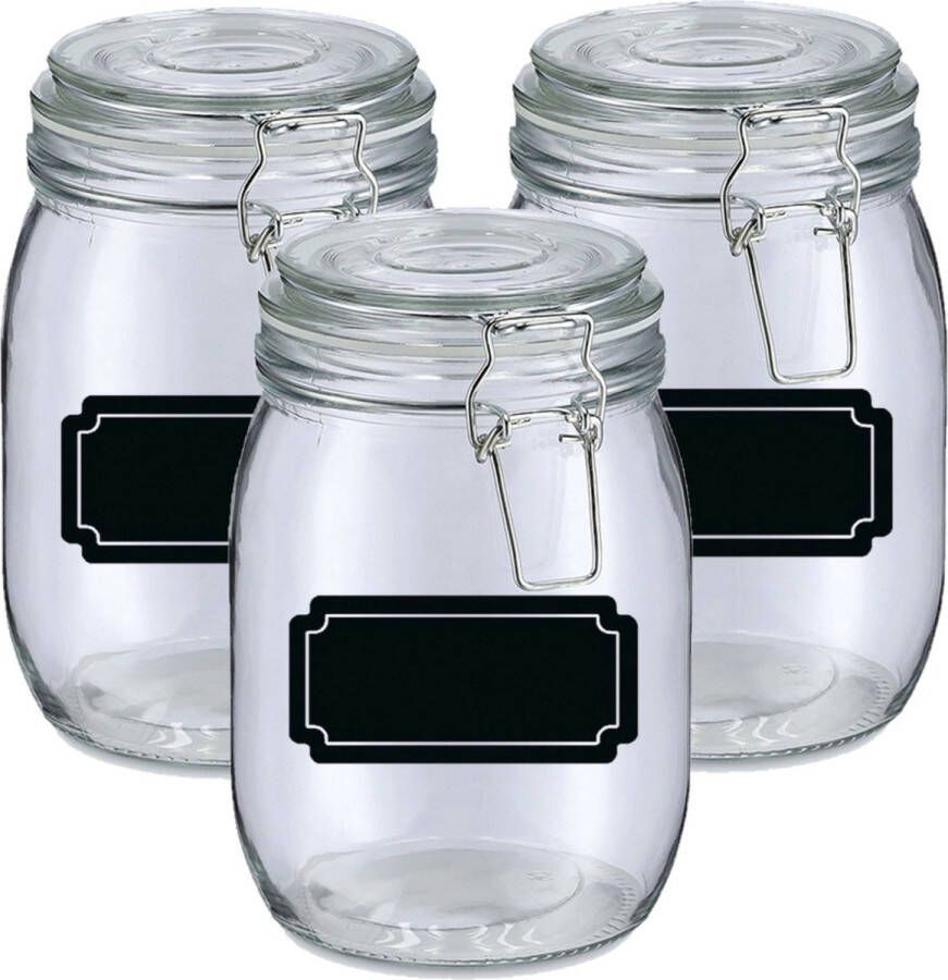Zeller Weckpotten inmaakpotten 4x 1L glas met beugelsluiting incl. etiketten Weckpotten