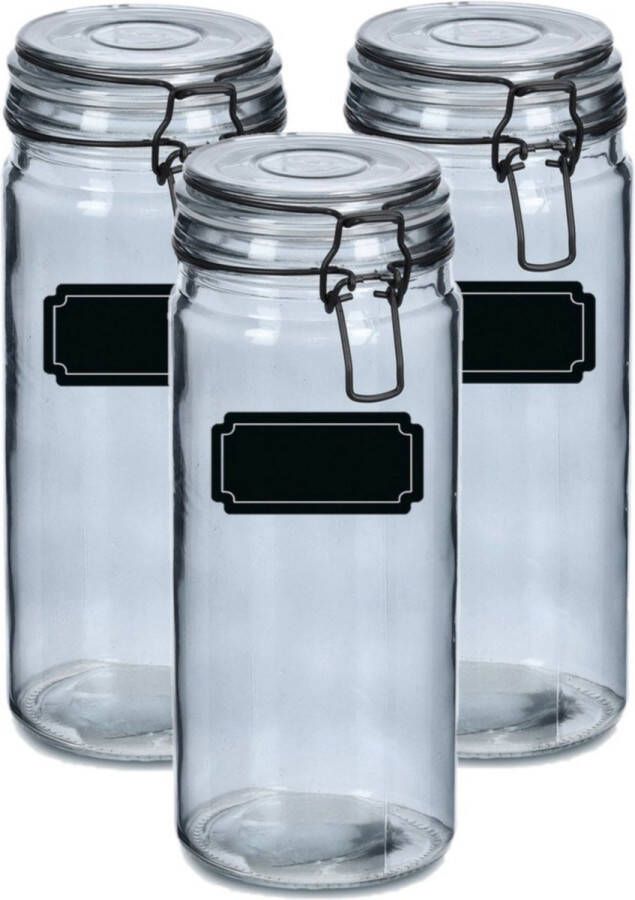 Zeller Weckpotten inmaakpotten 4x 1L glas met beugelsluiting incl. etiketten Weckpotten