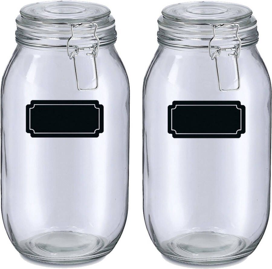 Zeller Weckpotten inmaakpotten 4x 2L glas met beugelsluiting incl. etiketten Weckpotten