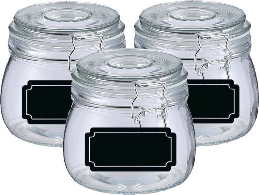Zeller Weckpotten inmaakpotten 4x 500 ml glas met beugelsluiting incl. etiketten Weckpotten