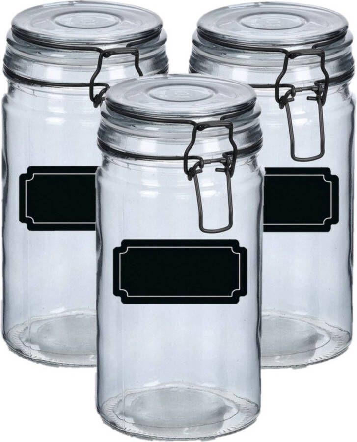 Zeller Weckpotten inmaakpotten 4x 750 ml glas met beugelsluiting incl. etiketten Weckpotten