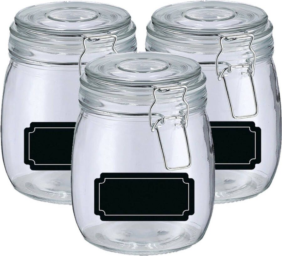 Zeller Weckpotten inmaakpotten 4x 750 ml glas met beugelsluiting incl. etiketten Weckpotten