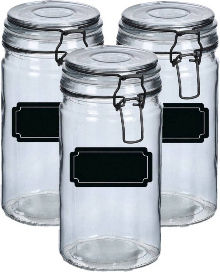 Zeller Weckpotten inmaakpotten 6x 750 ml glas met beugelsluiting incl. etiketten Weckpotten