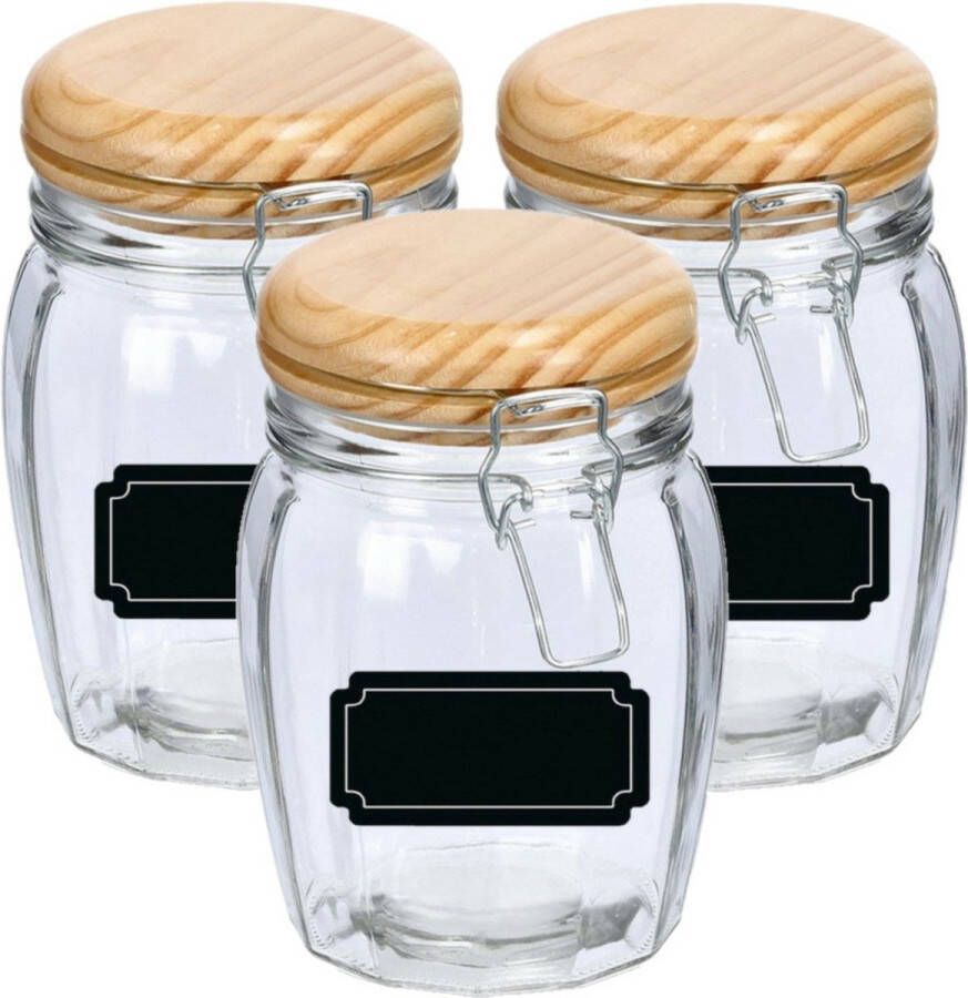 Zeller Weckpotten inmaakpotten 4x 820 ml glas met beugelsluiting incl. etiketten Weckpotten