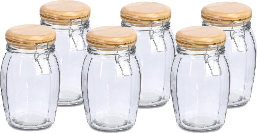 Zeller Weckpotten inmaakpotten 6x 1.2L glas met beugelsluiting D12 x H19 cm