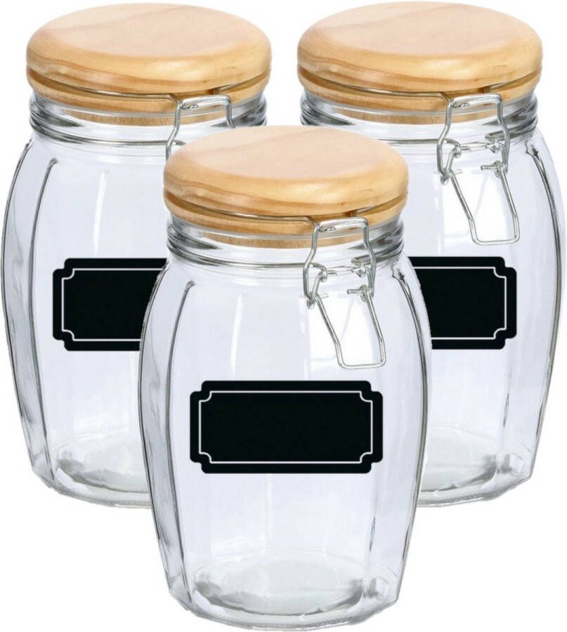 Zeller Weckpotten inmaakpotten 6x 1.2L glas met beugelsluiting incl. etiketten Weckpotten