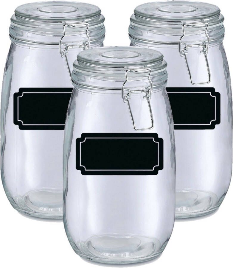 Zeller Weckpotten inmaakpotten 6x 1.4L glas met beugelsluiting incl. etiketten Weckpotten