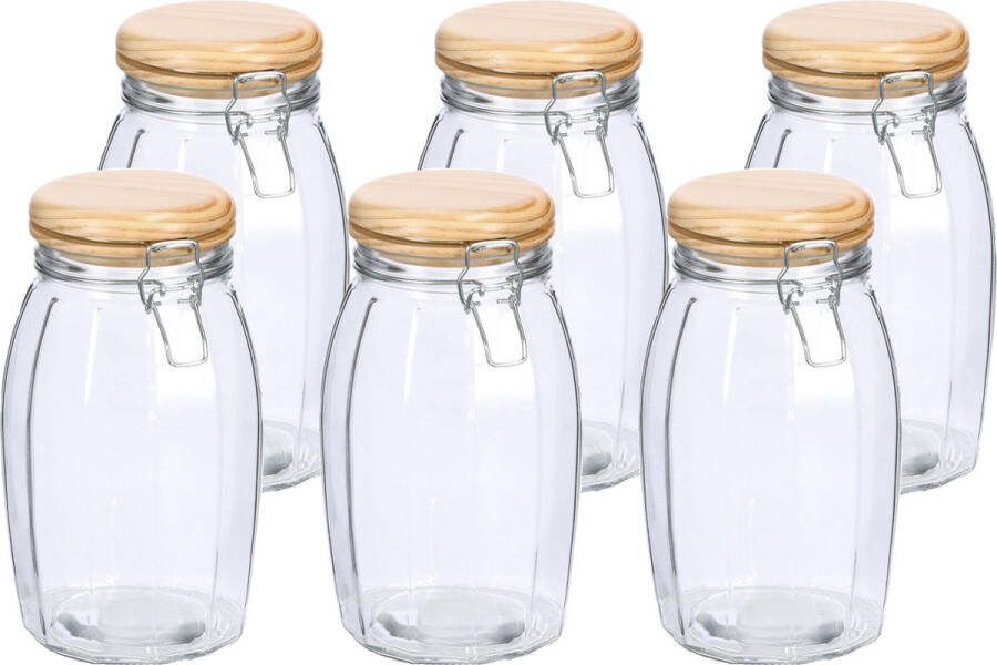 Zeller Weckpotten inmaakpotten 6x 1.85L glas met beugelsluiting D13 x H23 cm