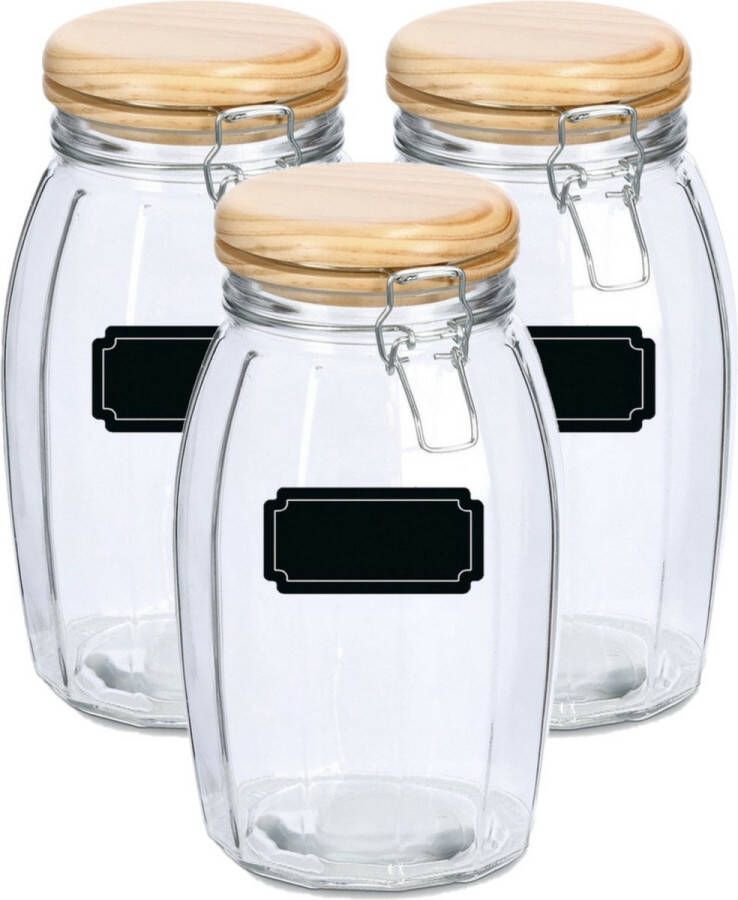 Zeller Weckpotten inmaakpotten 6x 1.85L glas met beugelsluiting incl. etiketten Weckpotten