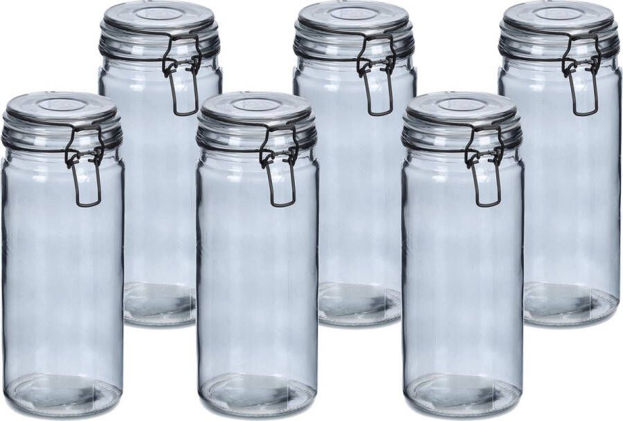 Zeller Weckpotten inmaakpotten 6x 1L glas met beugelsluiting D10 x H20 cm