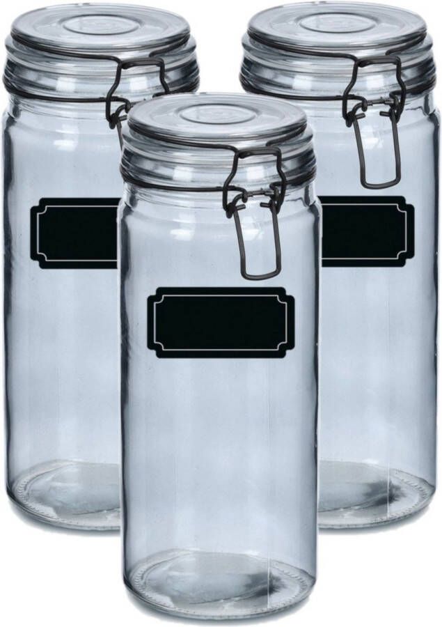 Zeller Weckpotten inmaakpotten 6x 1L glas met beugelsluiting incl. etiketten Weckpotten