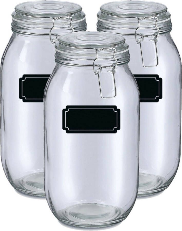 Zeller Weckpotten inmaakpotten 6x 2L glas met beugelsluiting incl. etiketten Weckpotten