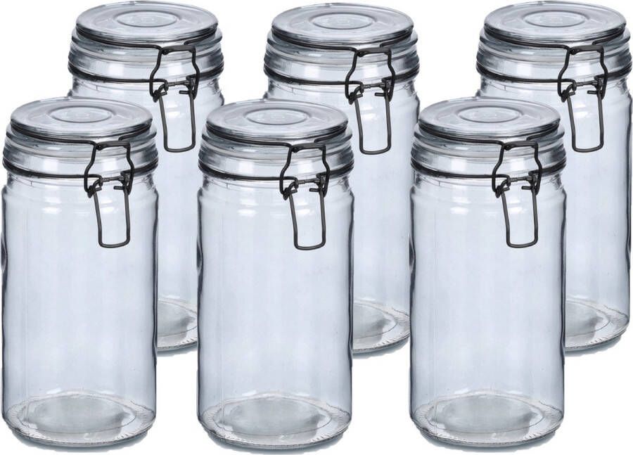 Zeller Weckpotten inmaakpotten 6x 750 ml glas met beugelsluiting D10 x H15 cm
