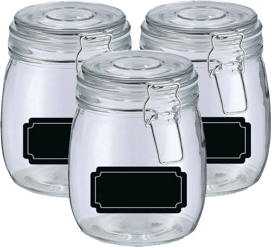 Zeller Weckpotten inmaakpotten 6x 750 ml glas met beugelsluiting incl. etiketten Weckpotten