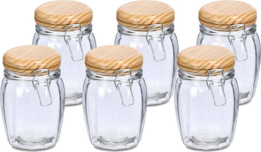 Zeller Weckpotten inmaakpotten 6x 820 ml glas met beugelsluiting D11 x H16 cm