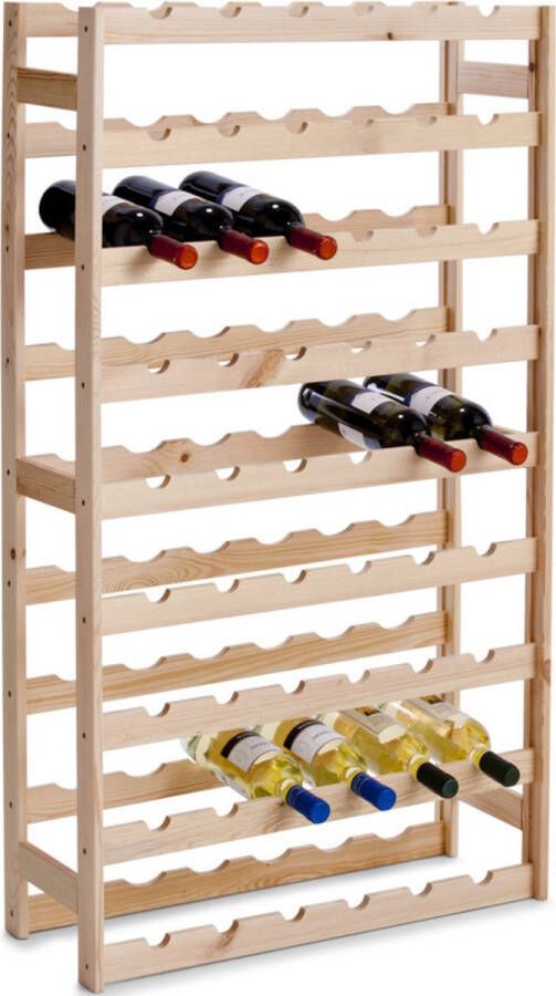 SMH LINE Wijnrek Hout wijnrek Bottle Rack 118x68x25 cm (LxBxD) Massief Hout 56 flessen Flessenrek Modulair en Stapelbaar Flessenhouder Staand