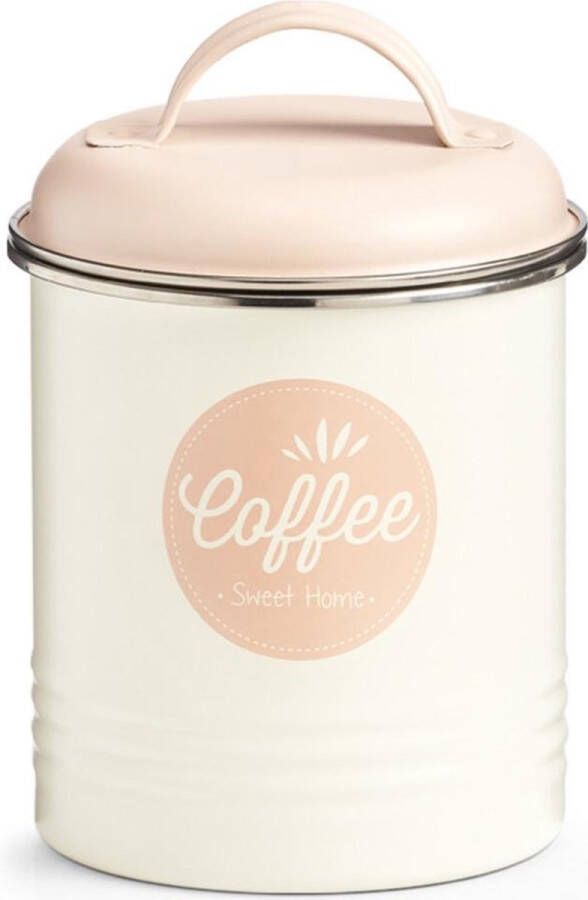 Zeller Wit roze koffie bewaar voorraad blik 11 x 16 cm 2 liter Keukenbenodigdheden Keukenaccessoires decoratie Vers houden Voorraad bewaar opslagblikken Koffie bewaren blikken