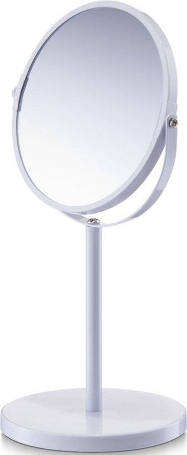 Zeller Witte make up spiegel rond dubbelzijdig 15x26 cm Opmaken Cosmeticaspiegels Vergootspiegels Dubbelzijdige spiegels