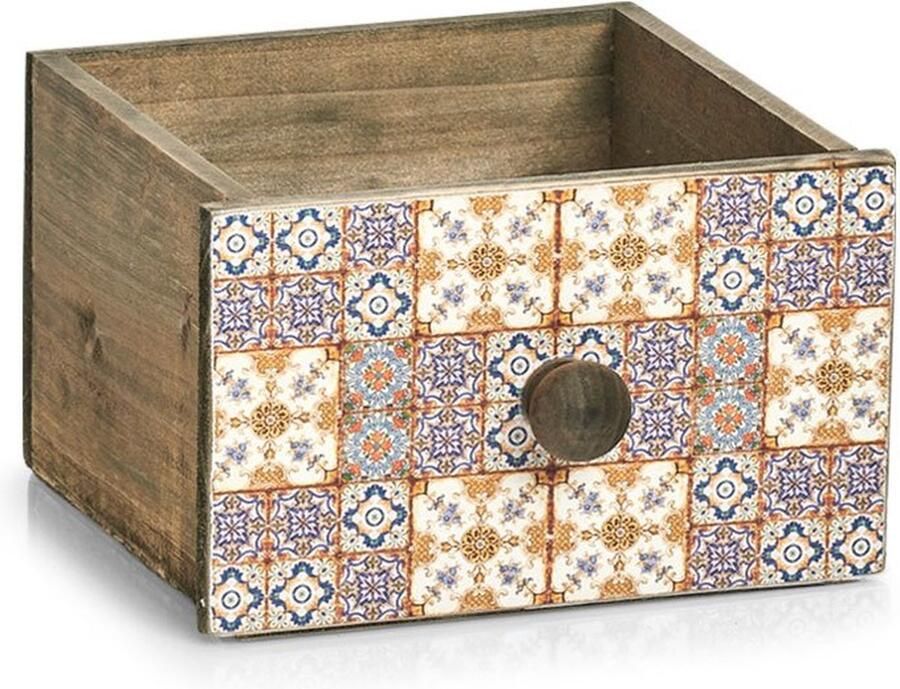 Zeller Decoratieve opbergdoos voor keukengerei MOSAIC bloemen 17 x 18 5 x 11 5 cm