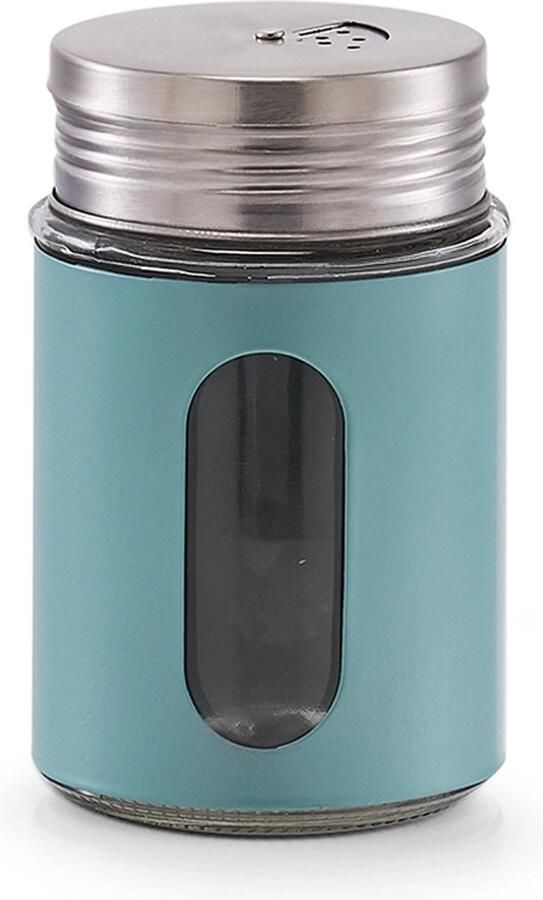 Zeller Glazen kruidenpotje 260 ml Groen metalen coating