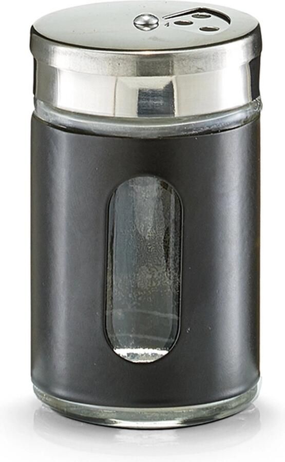 Zeller Glazen kruidenpotje 90 ml Zwart metalen coating