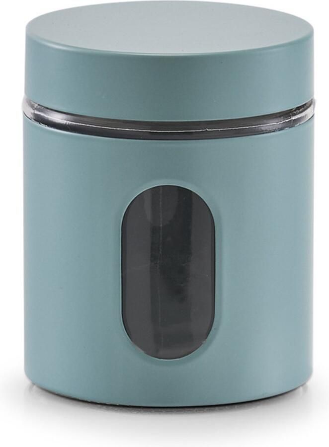 Zeller keuken Voorraadpot met venster eucalyptus groen 600 ml D10 x H12 5 cm