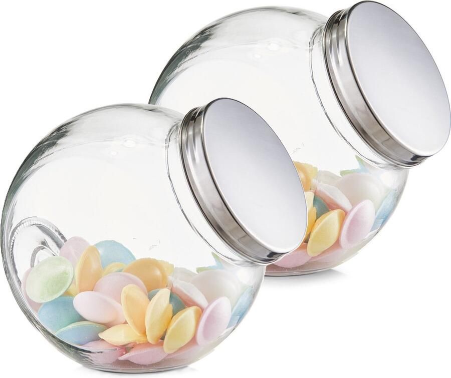 Zeller keuken voorraadpot snoeppot Candystore 2x rond met deksel 2900 ml 19 x 13 5 x 19 cm