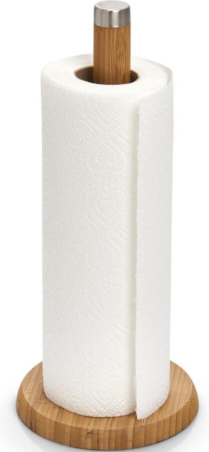 Zeller keukenrolhouder bamboe hout rond 16 x 32 cm keukenpapier houder