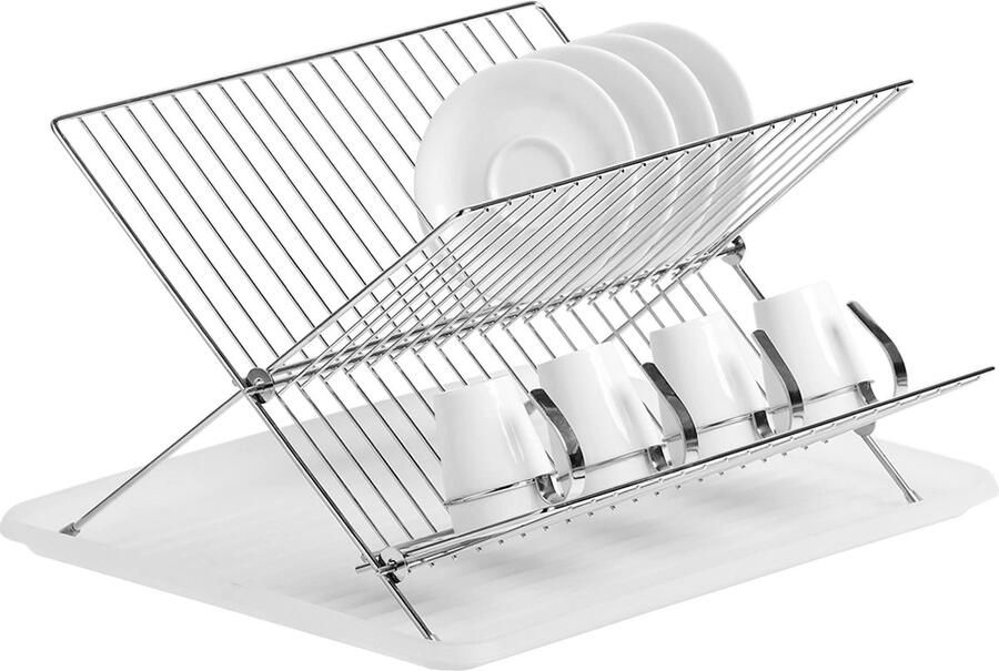 Zeller Luxe verchroomd afdruiprek 2-laags met lekbak 43 x 32 cm Keukenbenodigdheden Afwassen drogen Afdruiprekken met lekbak