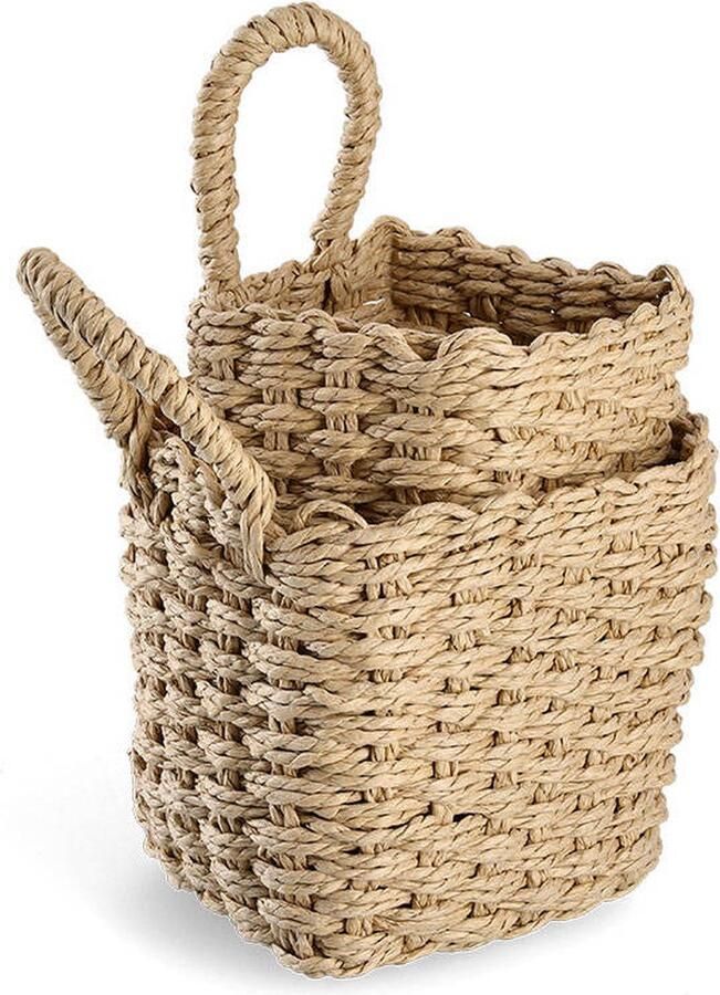 Zeller Opbergmanden met handvat papieren vlechtwerk 2 stuks