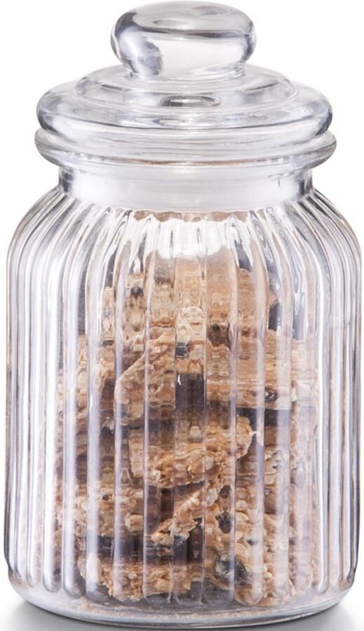 Zeller Voorraadpot 900 ml glas rond strepen 11x18 5 cm bewaarpot