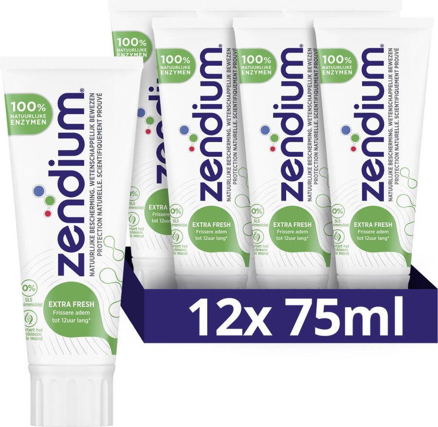 Zendium Tandpasta Extra Fresh met 100% natuurlijke enzymen 12 x 75 ml