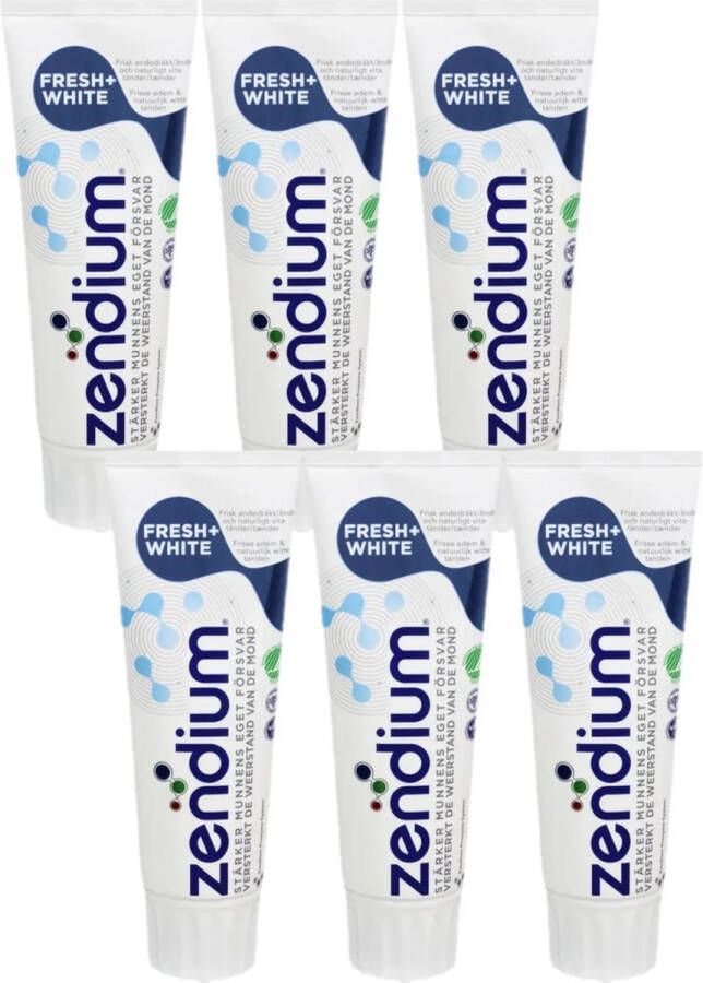 Zendium Fresh + Whitener Tandpasta 6 stuks Voordeelverpakking