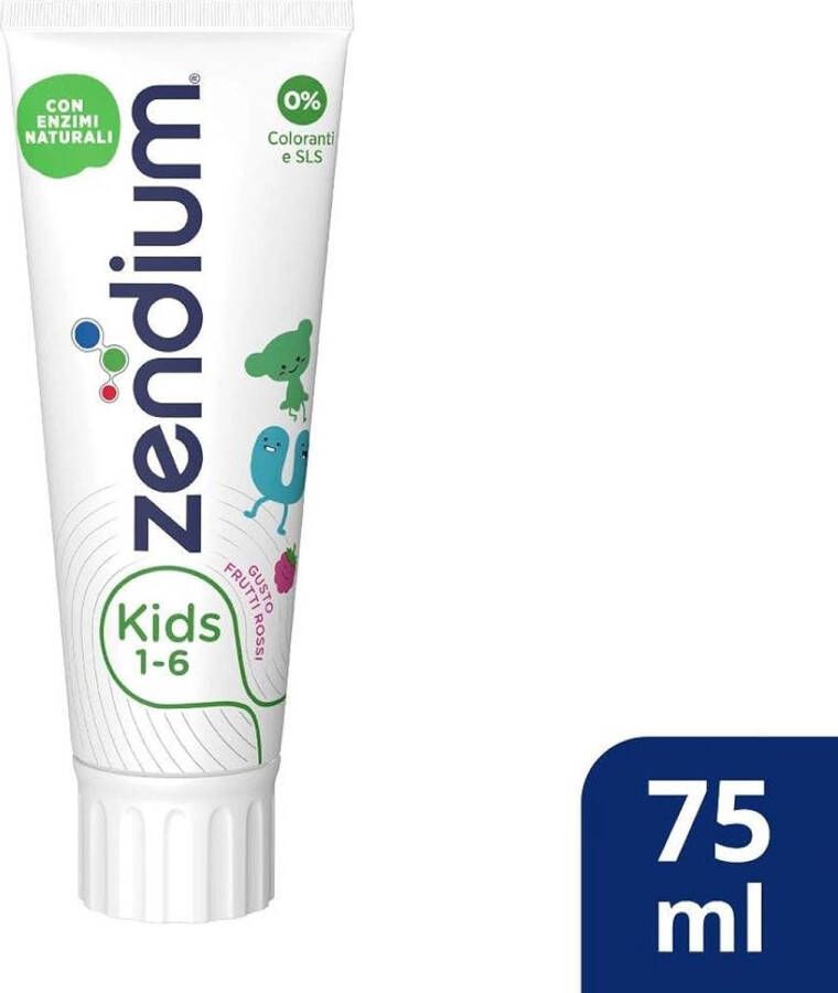Zendium Kids 1-6 years 75ml Anti-tandsteentandpasta Tandpasta voor kinderen 1-6 jaar met fruitsmaak Kindertandpasta