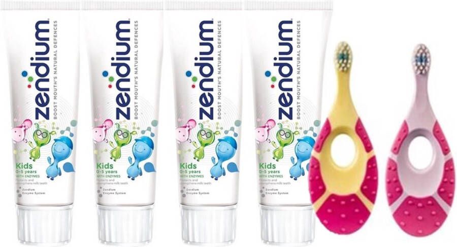 Zendium Kids Nijntje 0-5 jaar Tandpasta 4 x 50 ml + 2x Jordan Tandenborstel Step By Step 0-2 jaar roze