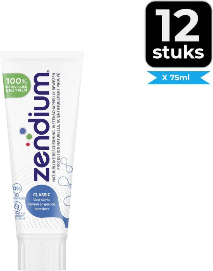 Zendium Tandpasta Classic 75 ml Voordeelverpakking 12 stuks